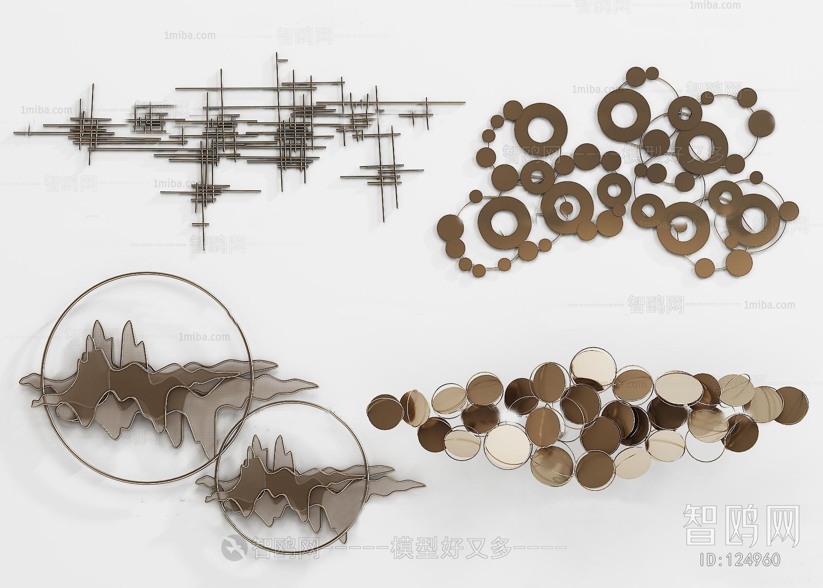 新中式金属墙饰挂件组合