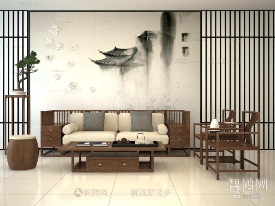 New Chinese Style Sofa Combination