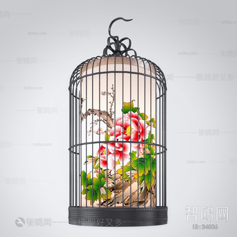 新中式鸟笼吊灯
