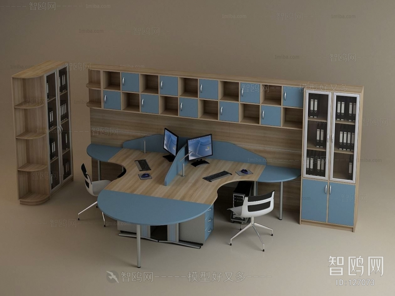现代办公桌书柜