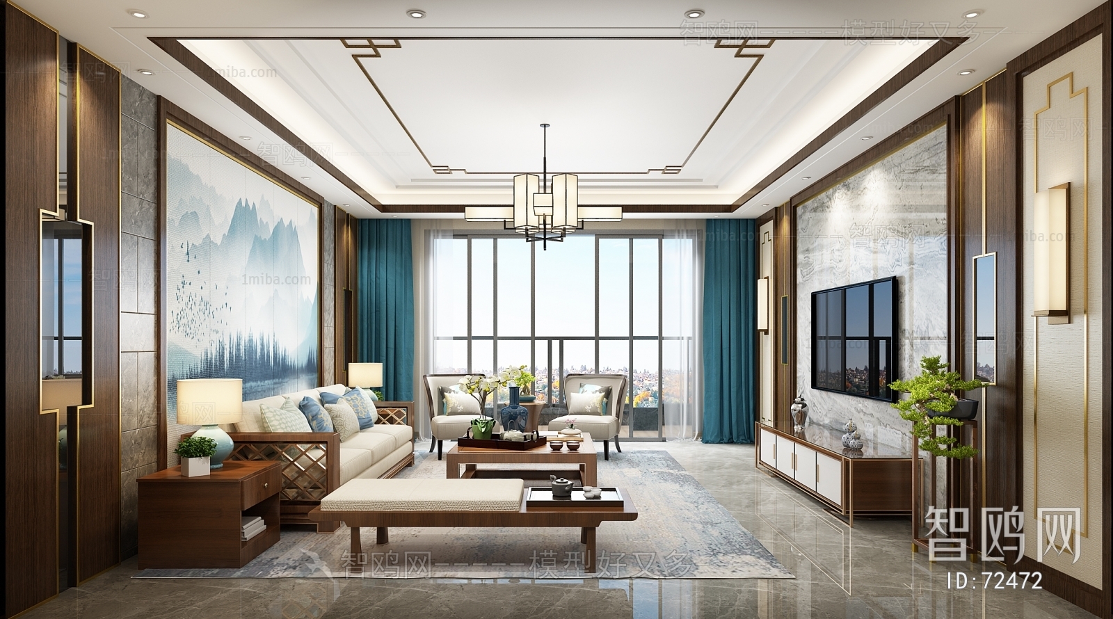 New Chinese Style A Living Room