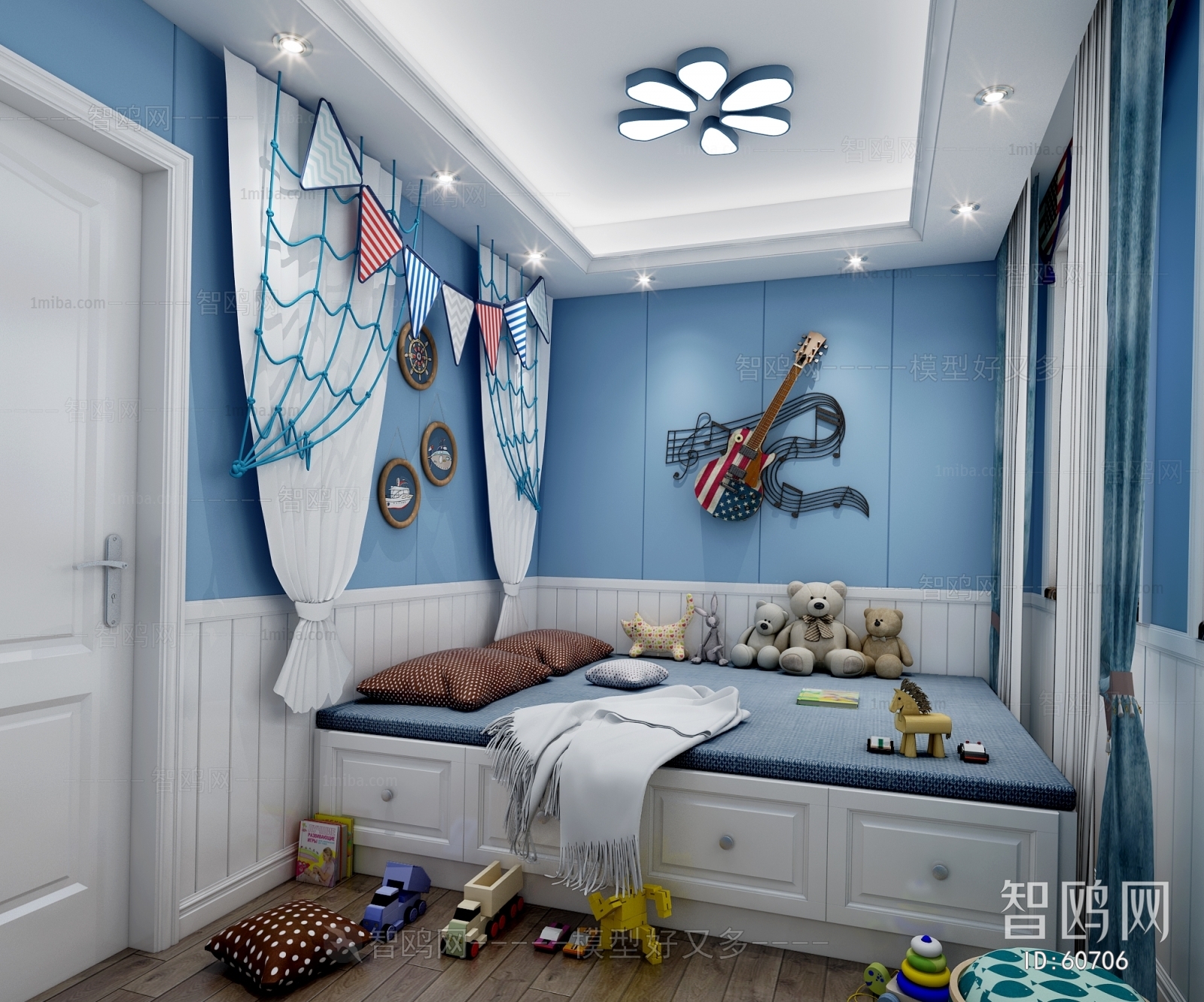 Simple European Style Boy's Room And Son's Room