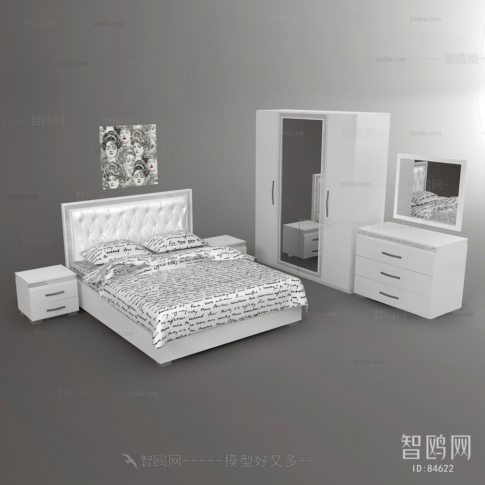 Simple European Style Double Bed