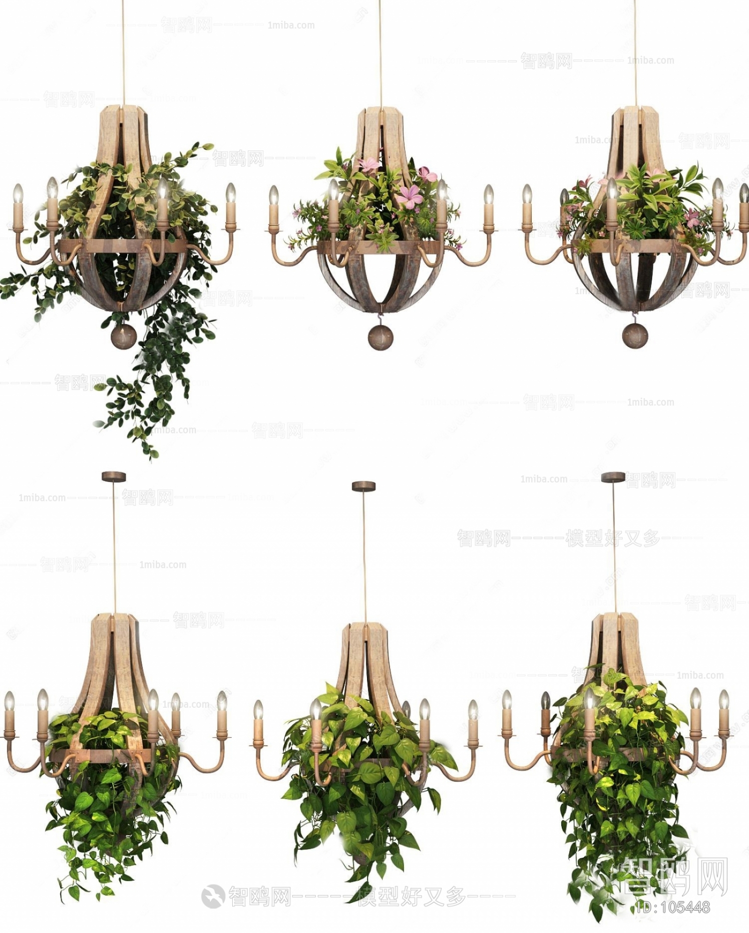 美式绿植物吊灯