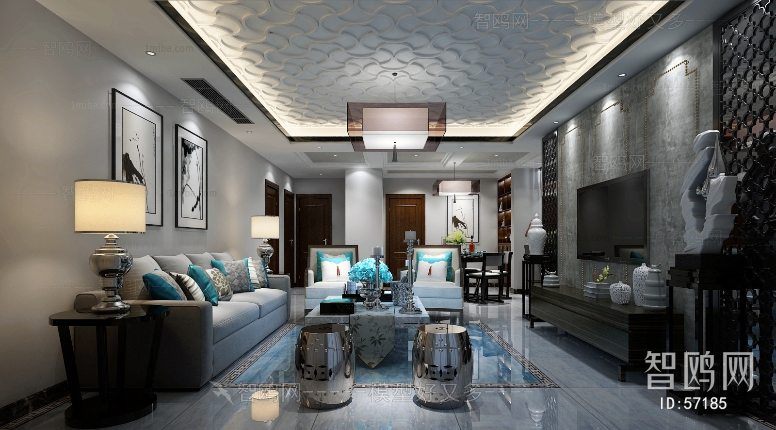 New Chinese Style A Living Room