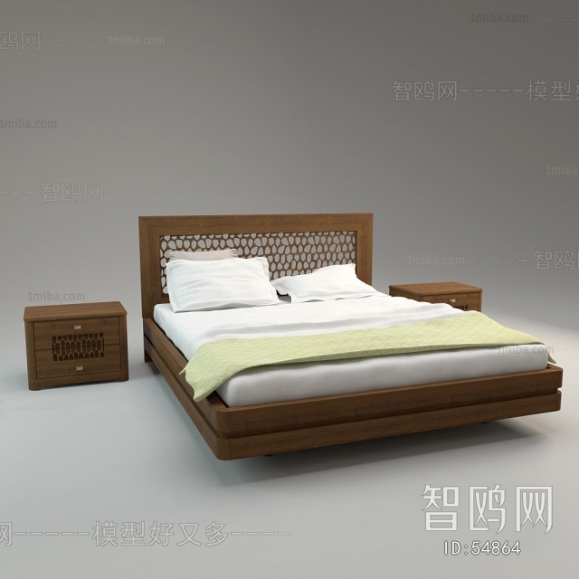 Modern New Chinese Style Double Bed