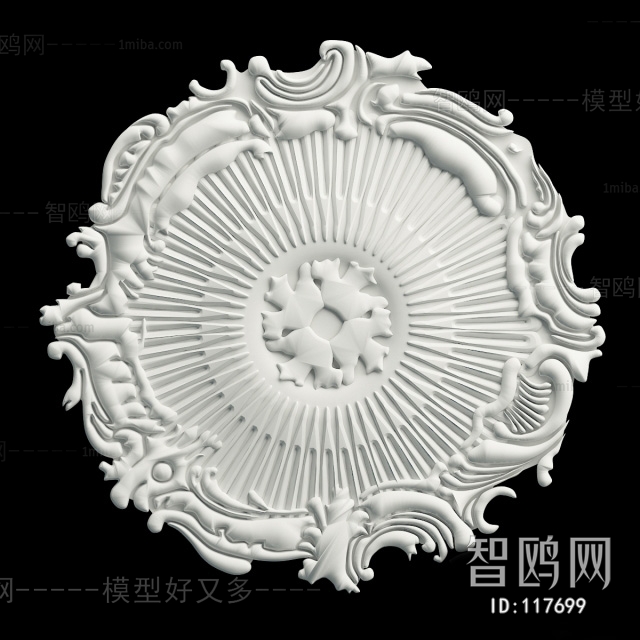 European Style Plaster Carved Top Plate