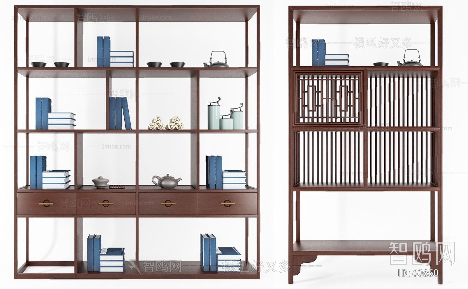 新中式书柜装饰架