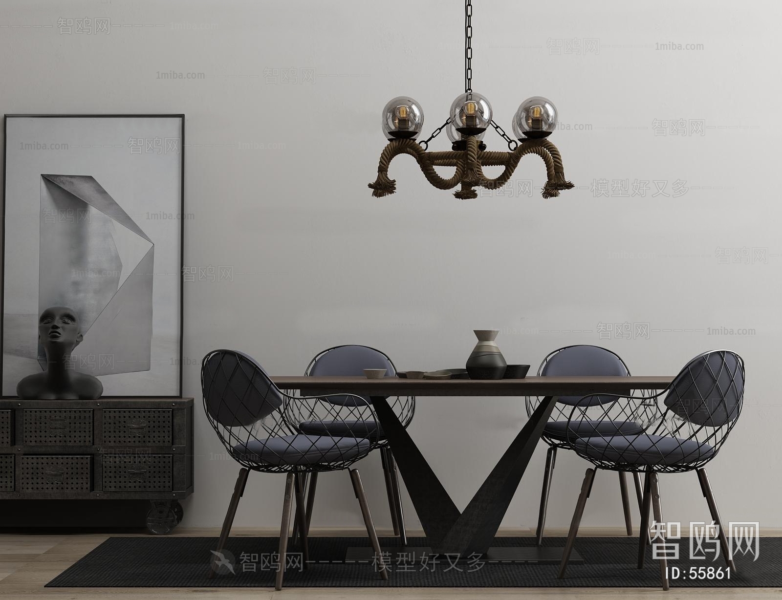 Modern Industrial Style Dining Table And Chairs