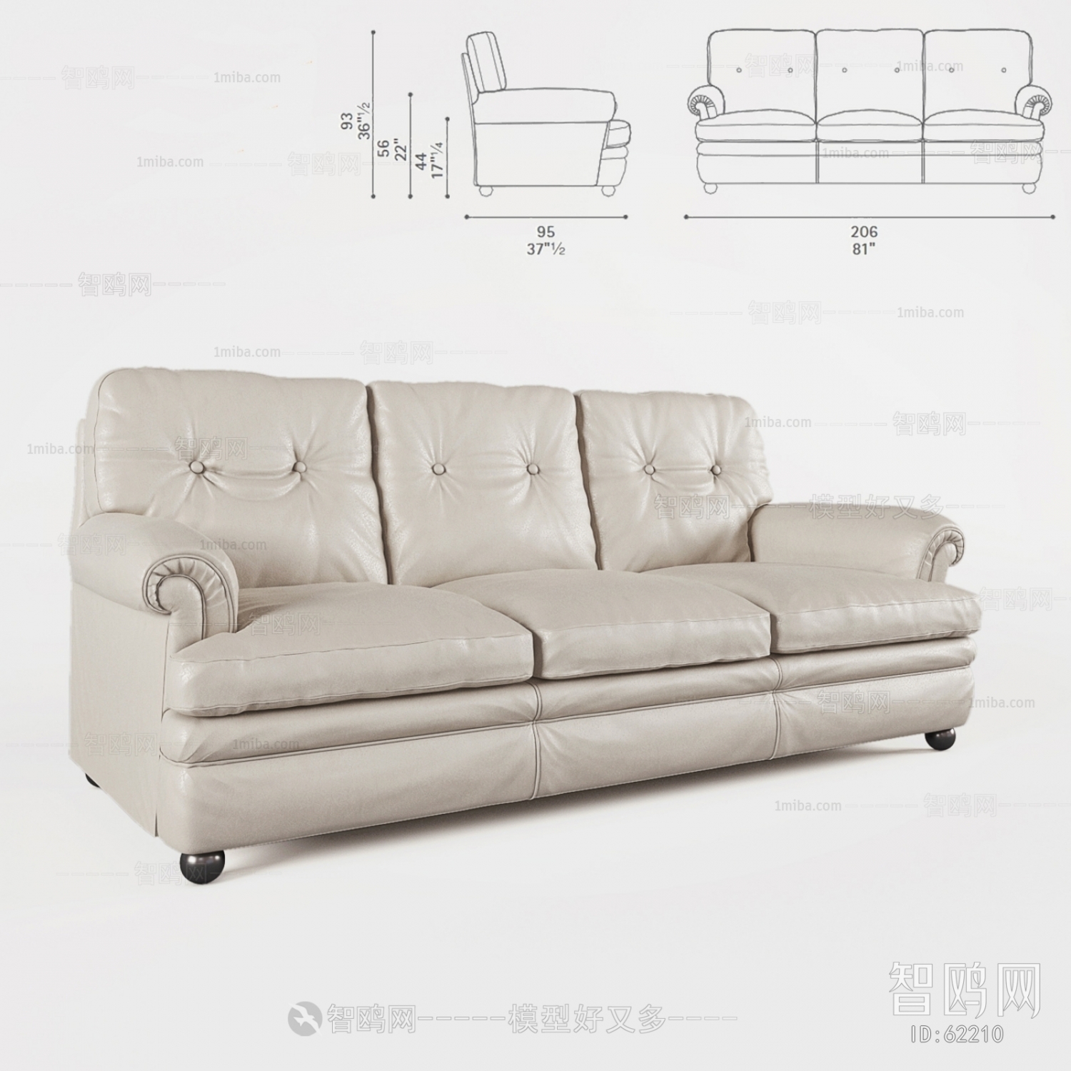 European Style Three-seat Sofa