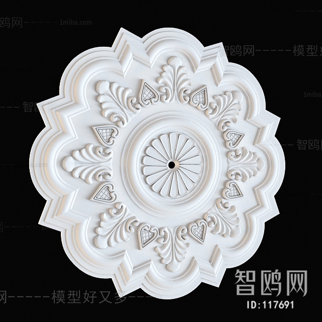 European Style Plaster Carved Top Plate