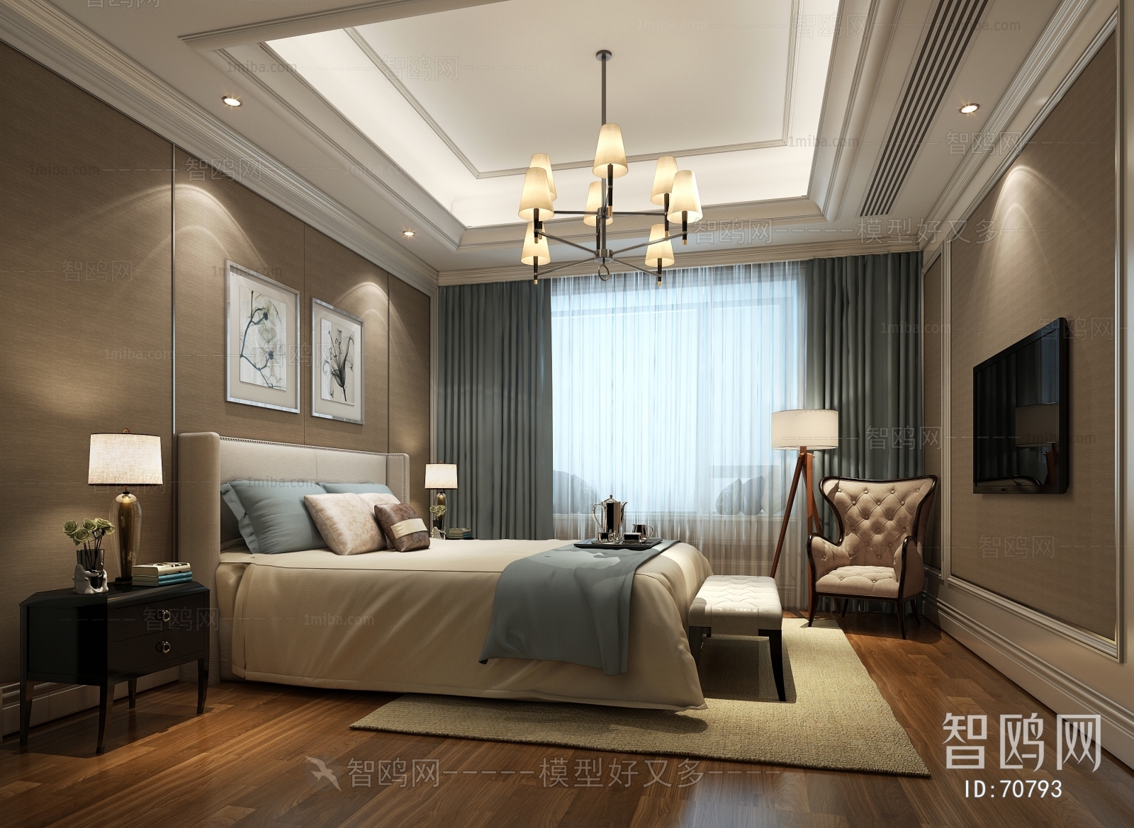 Simple European Style Bedroom