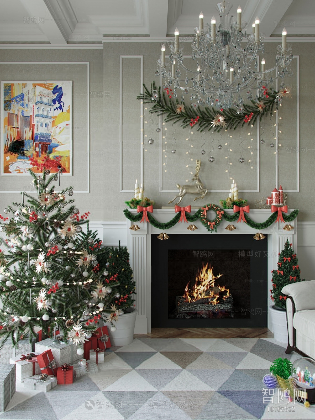 美式壁炉圣诞树圣诞节用品