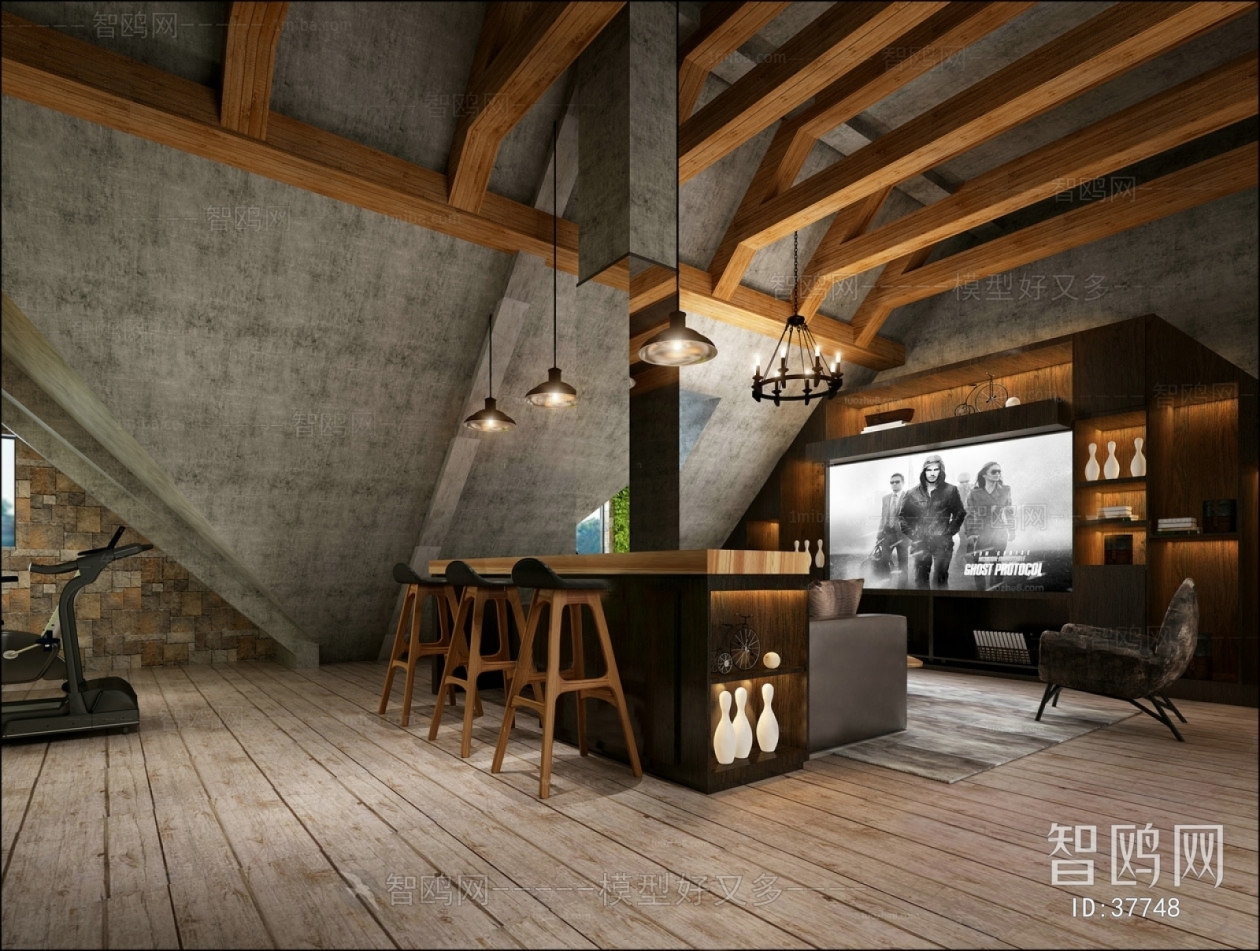 Industrial Style Audiovisual Room