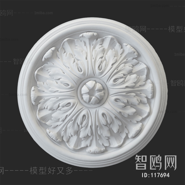 European Style Plaster Carved Top Plate