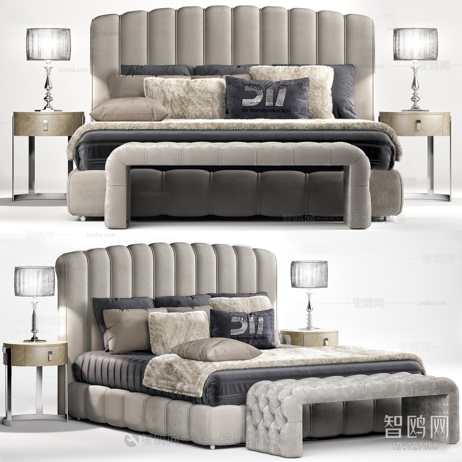 Simple European Style Double Bed