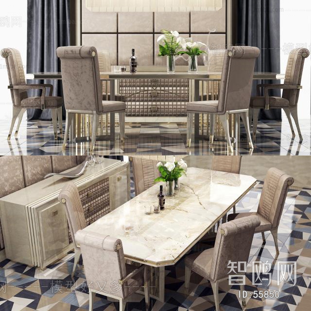 Simple European Style Dining Table And Chairs