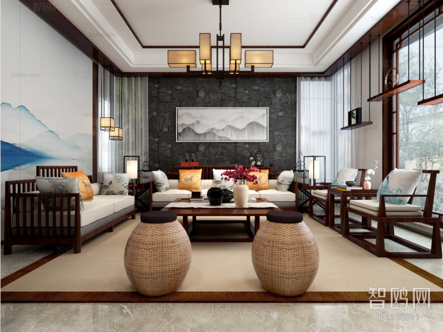 New Chinese Style A Living Room