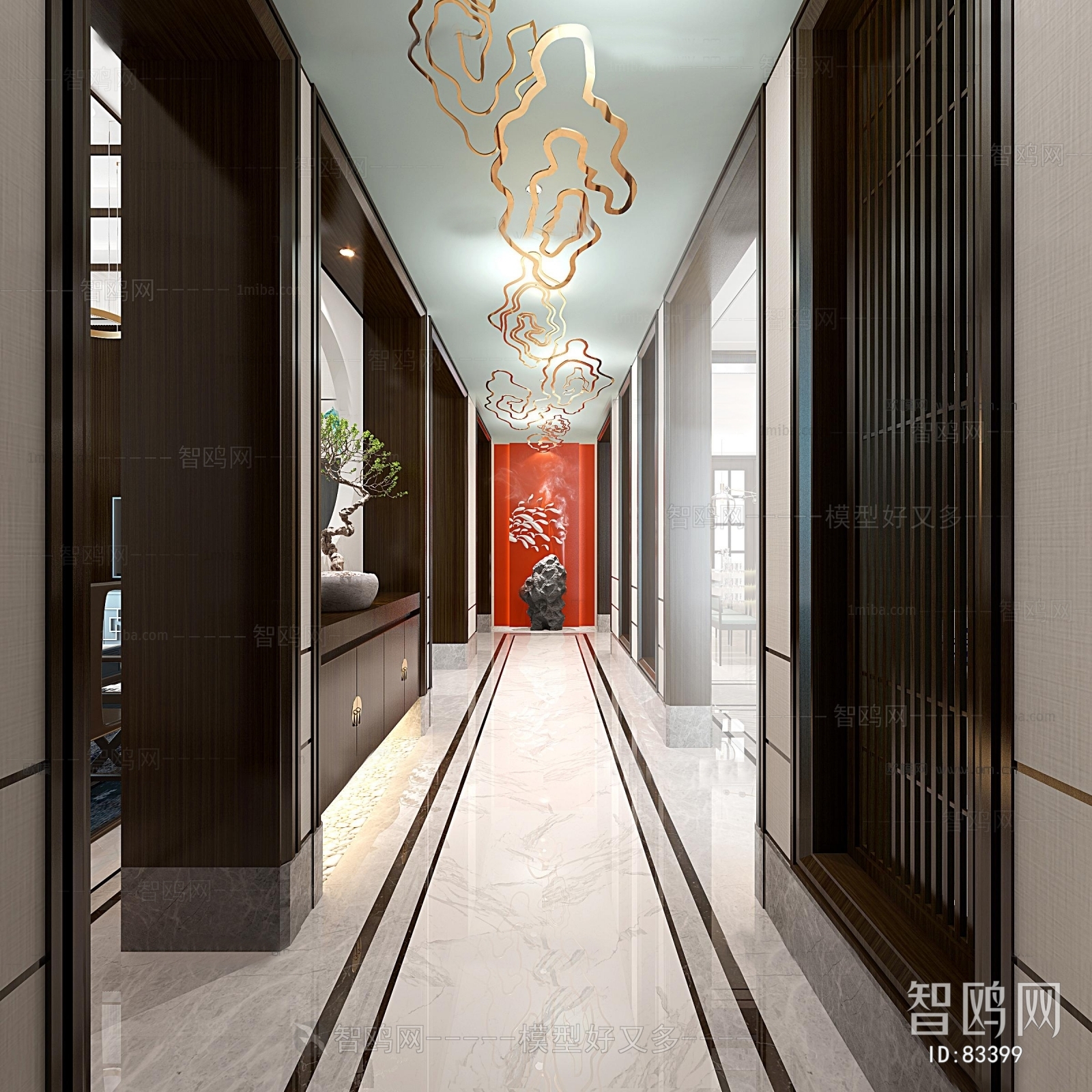 New Chinese Style Corridor Elevator Hall