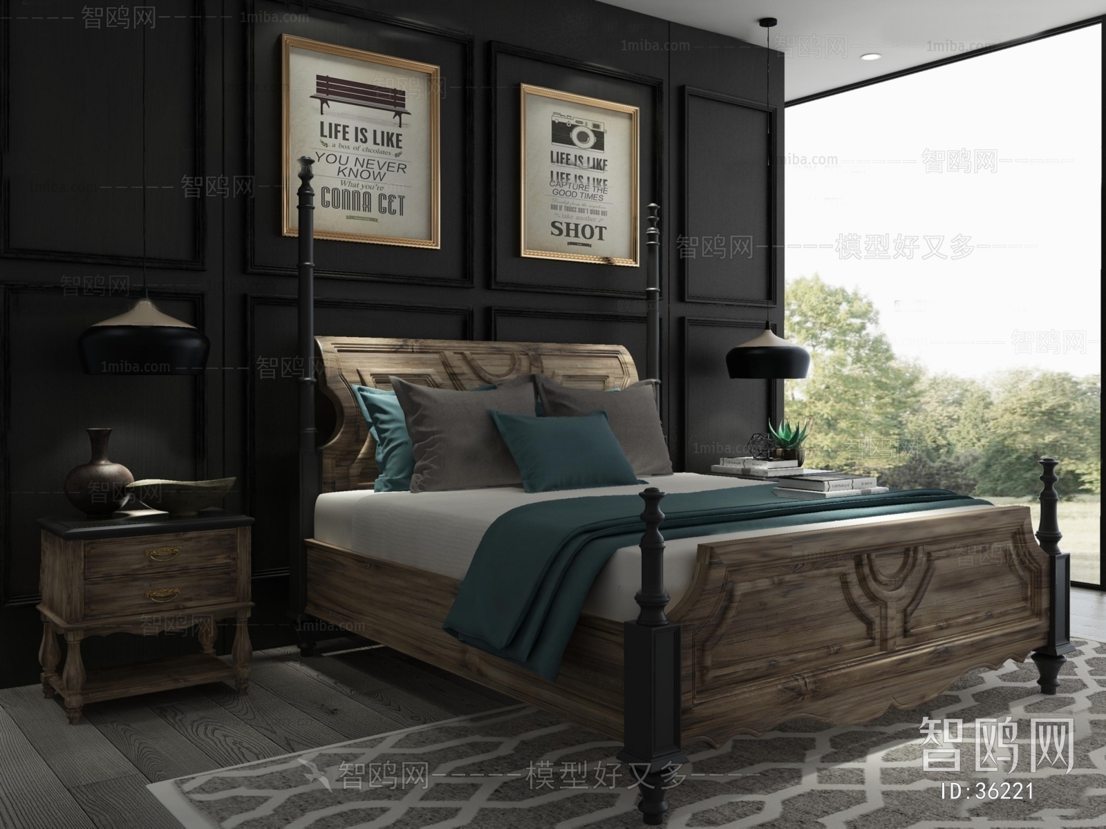 American Style Country Style Double Bed