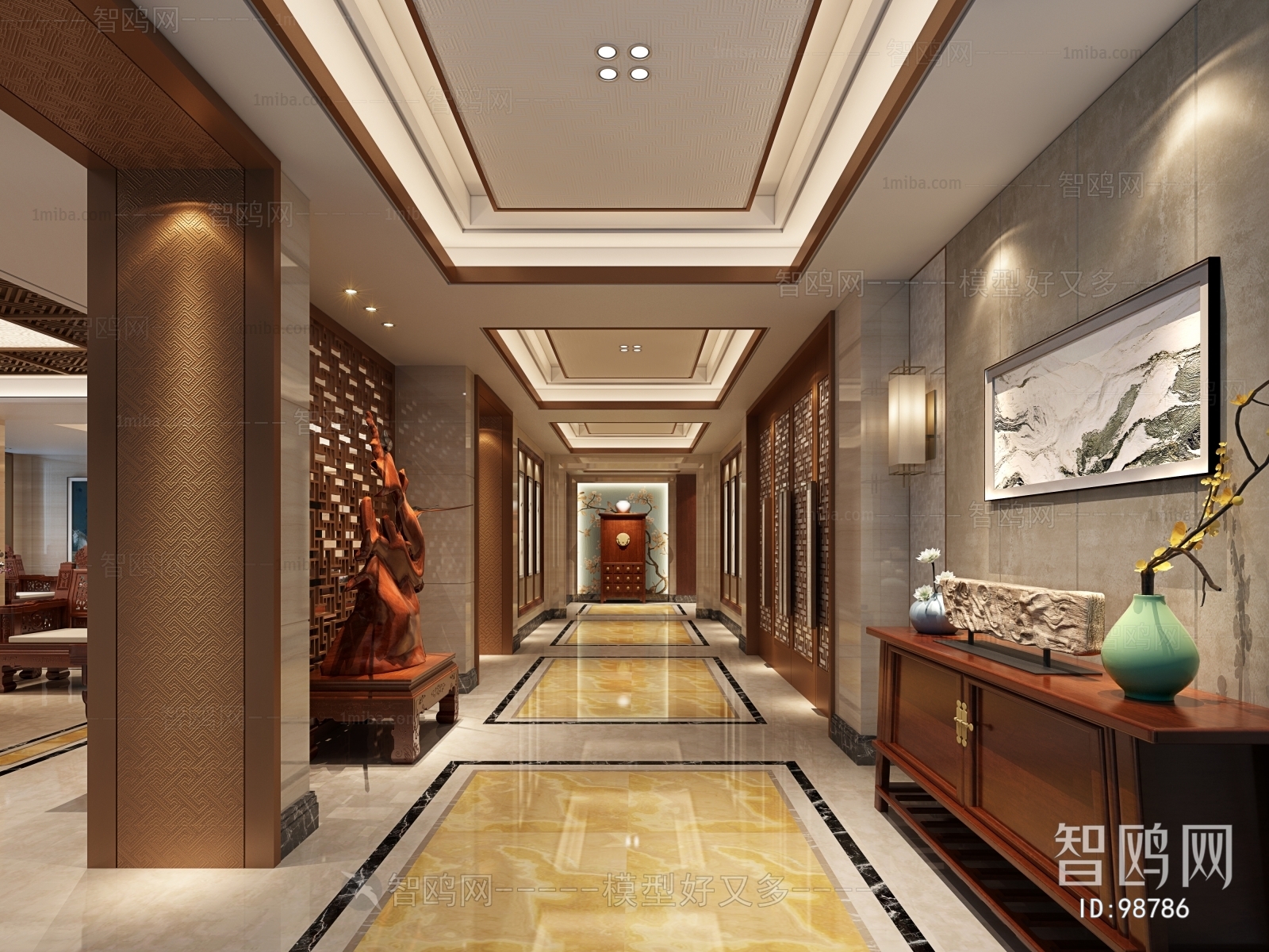 Chinese Style Corridor Elevator Hall