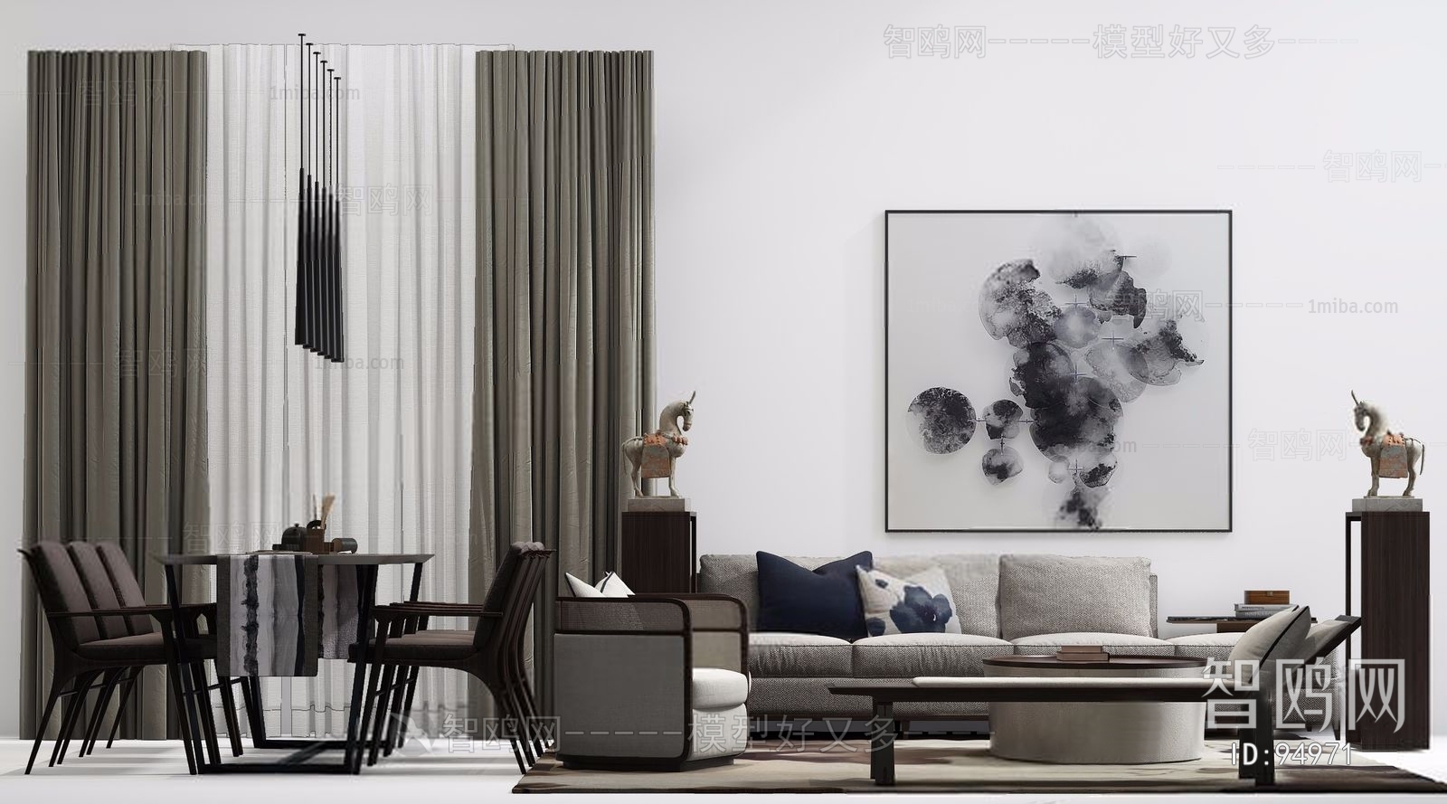 Modern New Chinese Style Sofa Combination