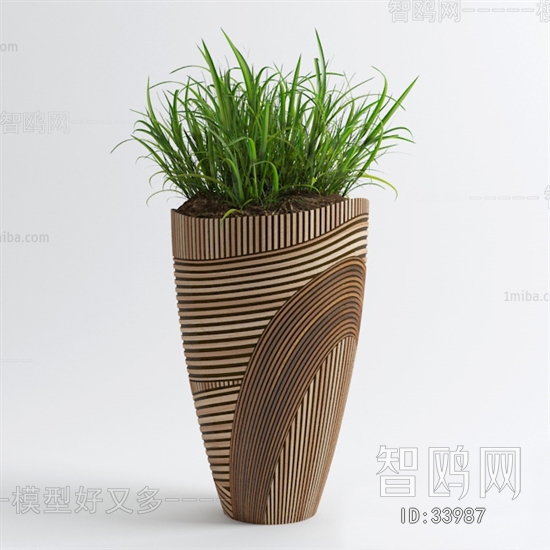 Modern Potted Green Plant