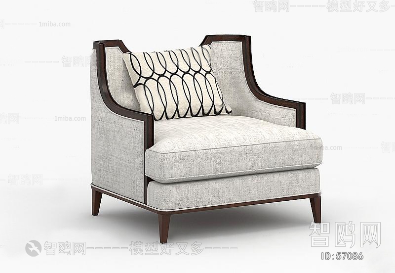 现代新中式单人沙发