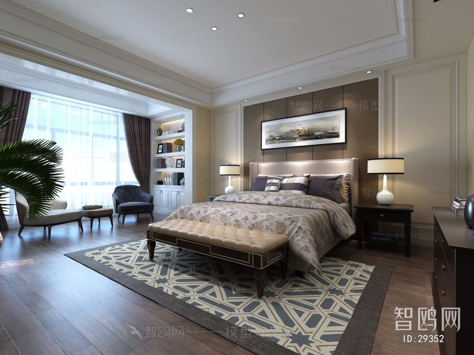 Simple European Style Bedroom