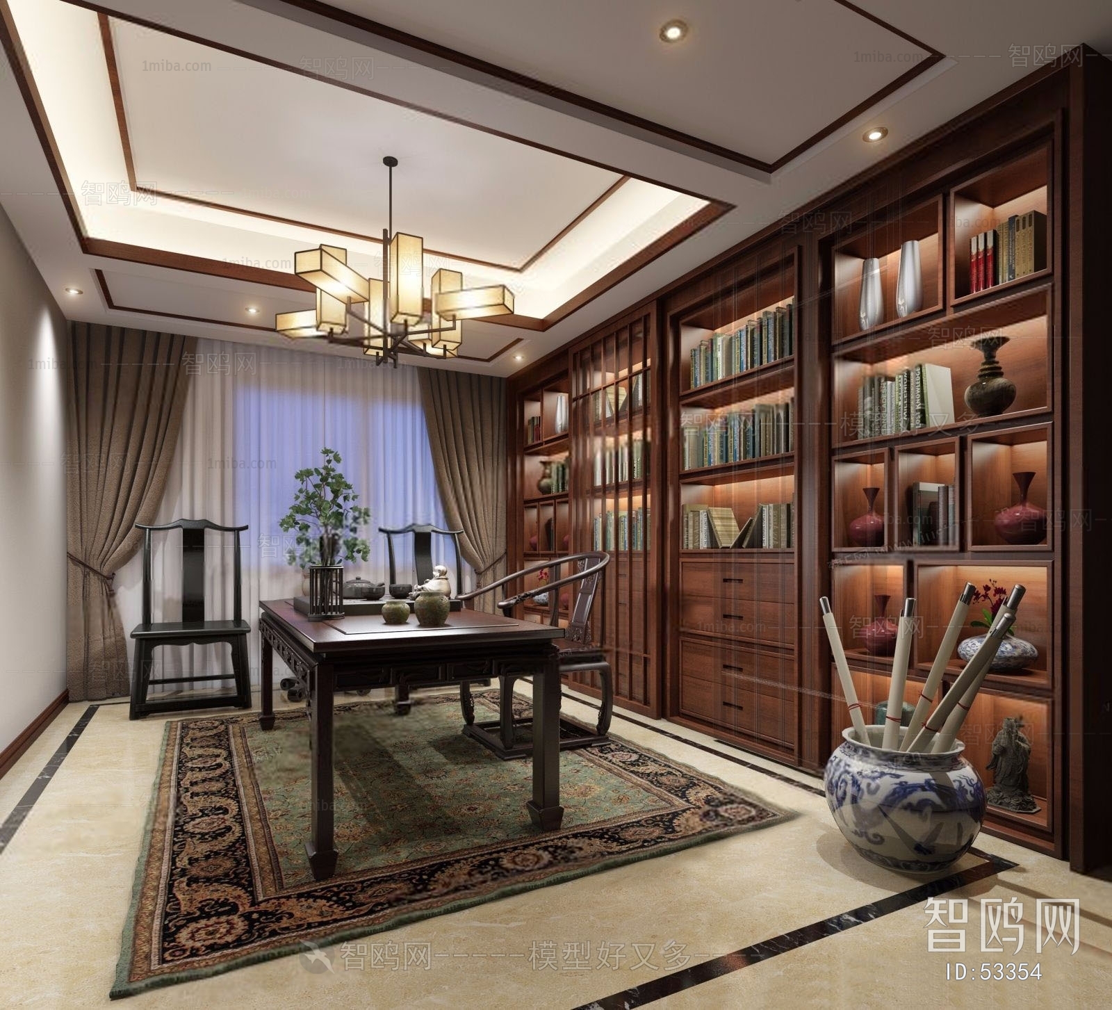新中式书房品茶室