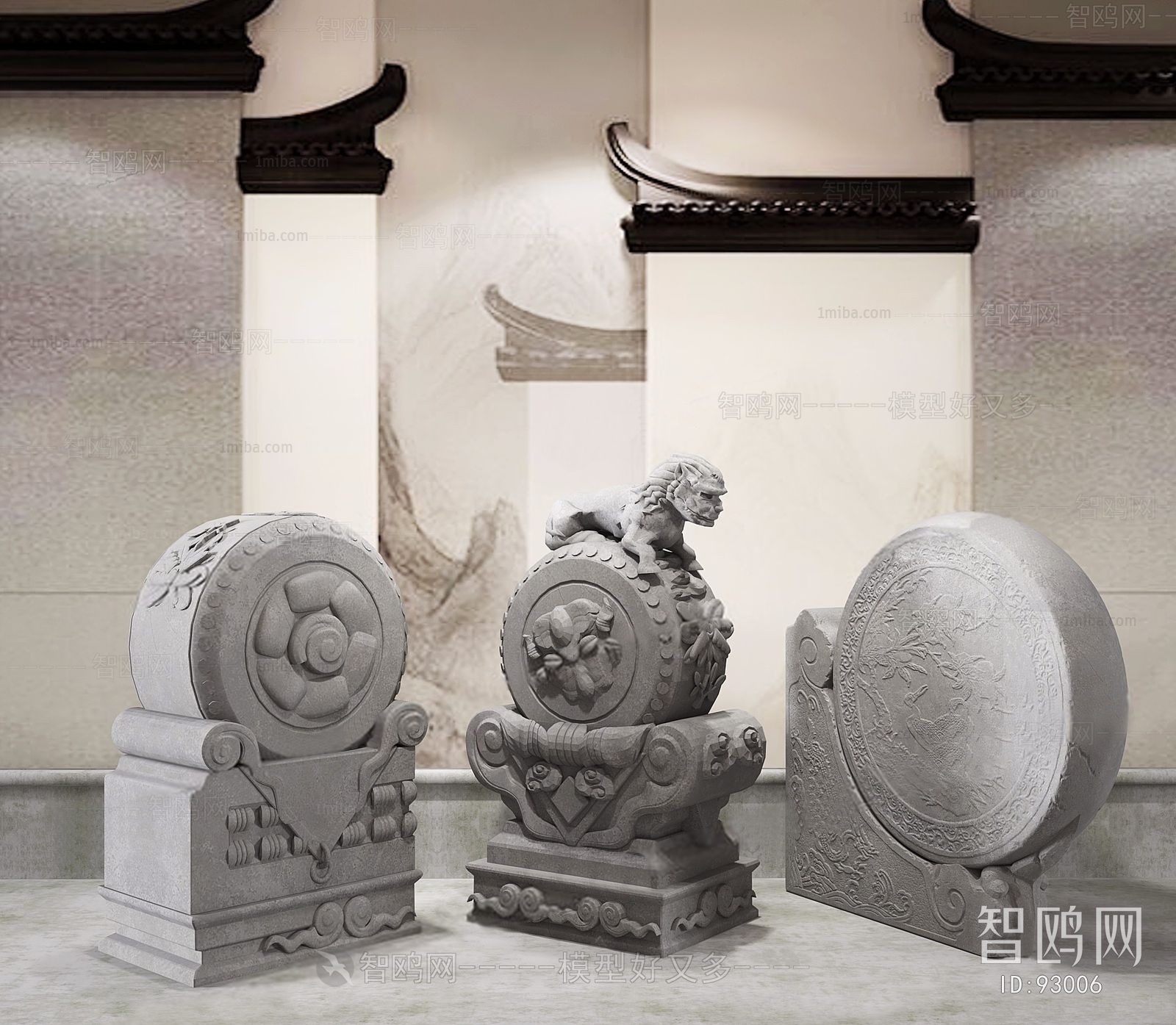 中式抱鼓石雕塑