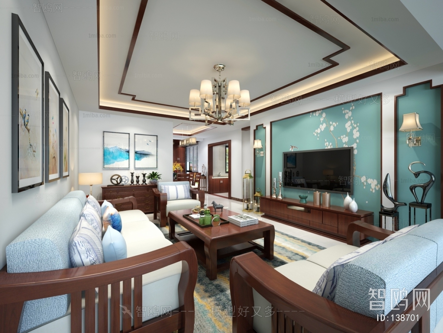 New Chinese Style A Living Room