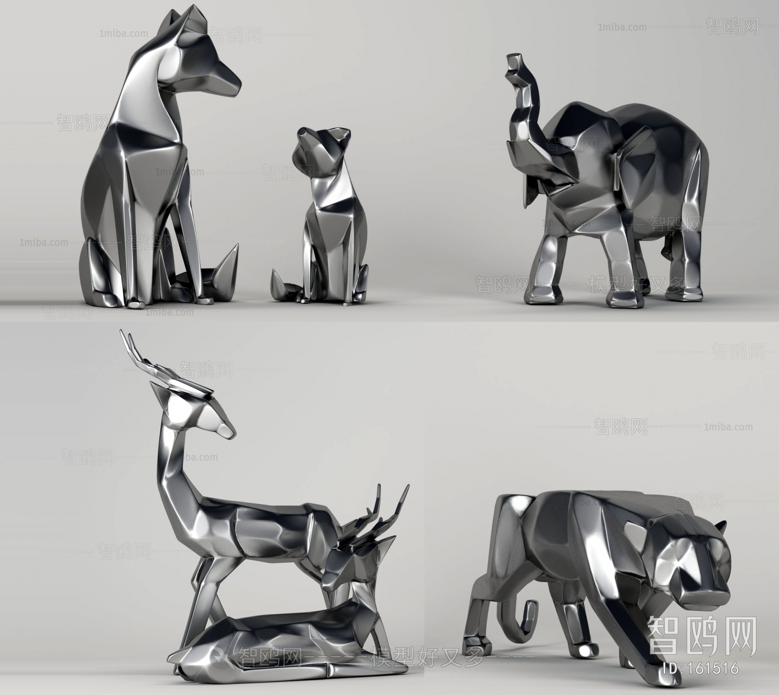 北欧几何动物雕塑摆件