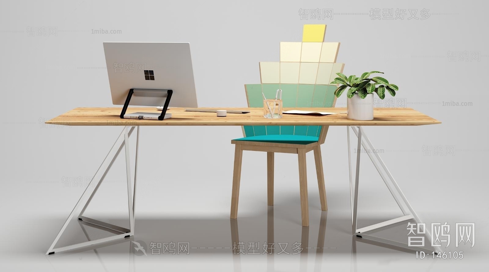 北欧实木办公桌书桌椅