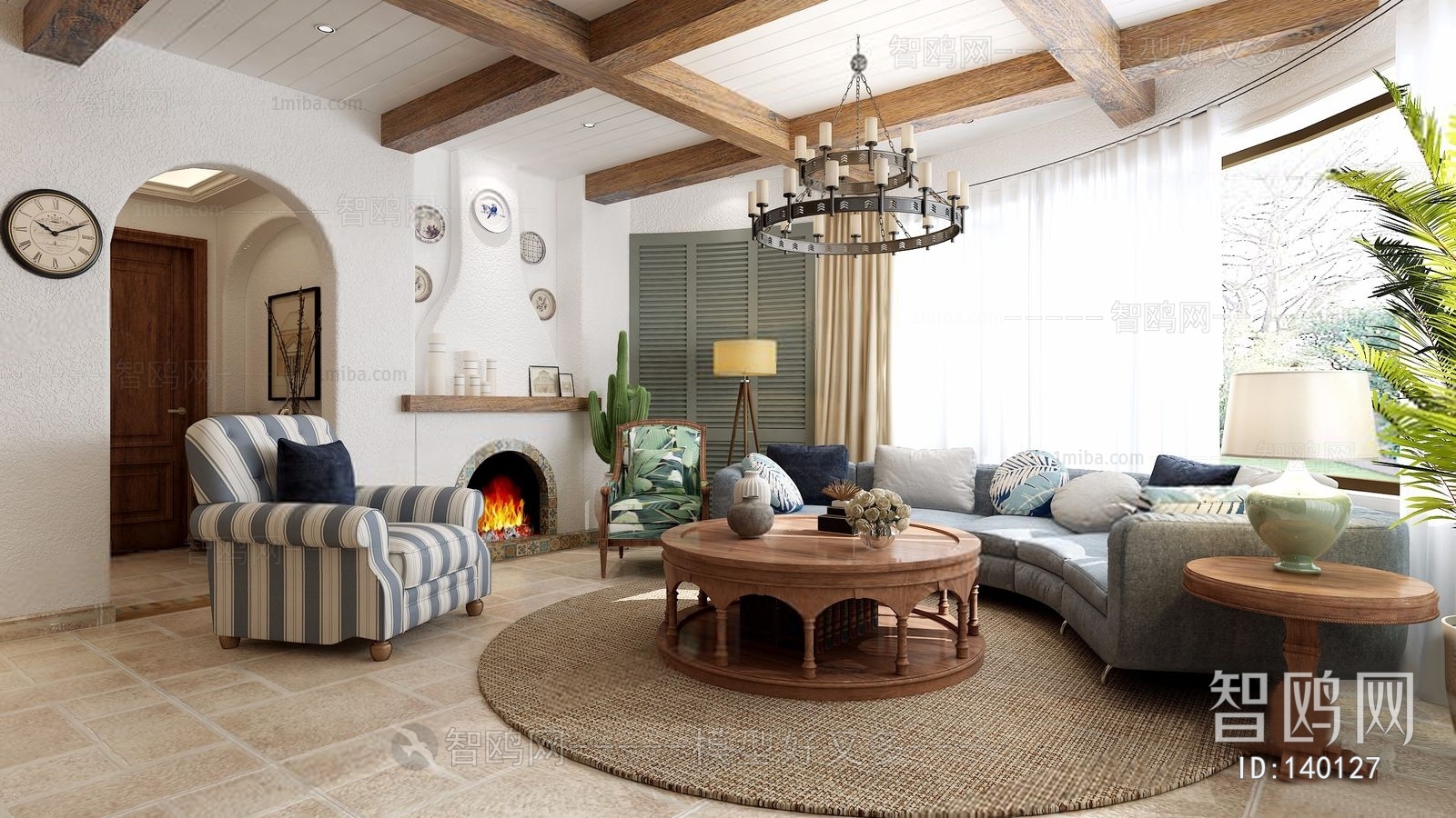 American Style Mediterranean Style A Living Room