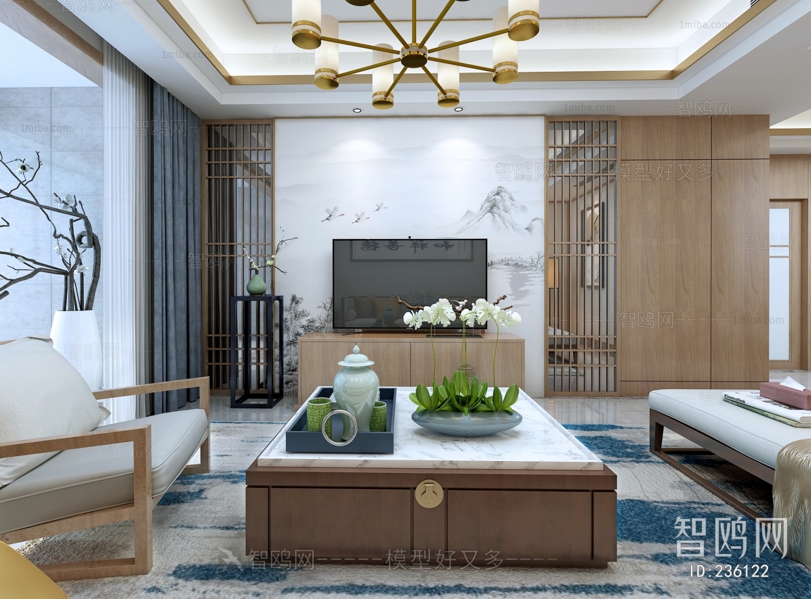 New Chinese Style A Living Room