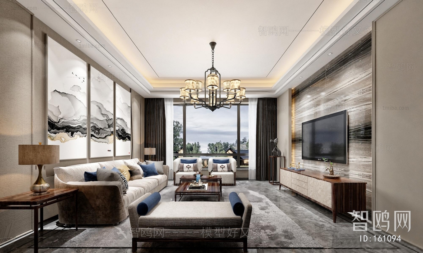 New Chinese Style A Living Room