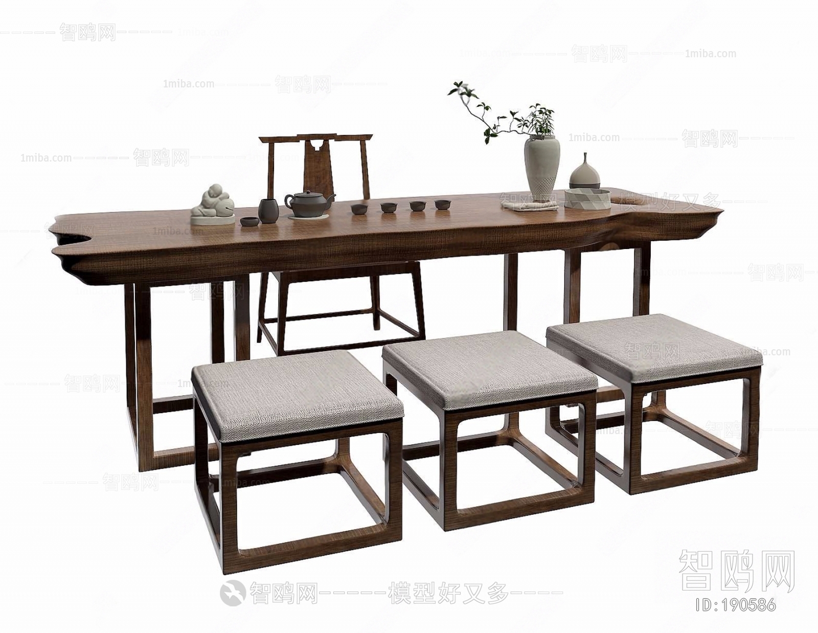 新中式泡茶台休闲桌椅组合