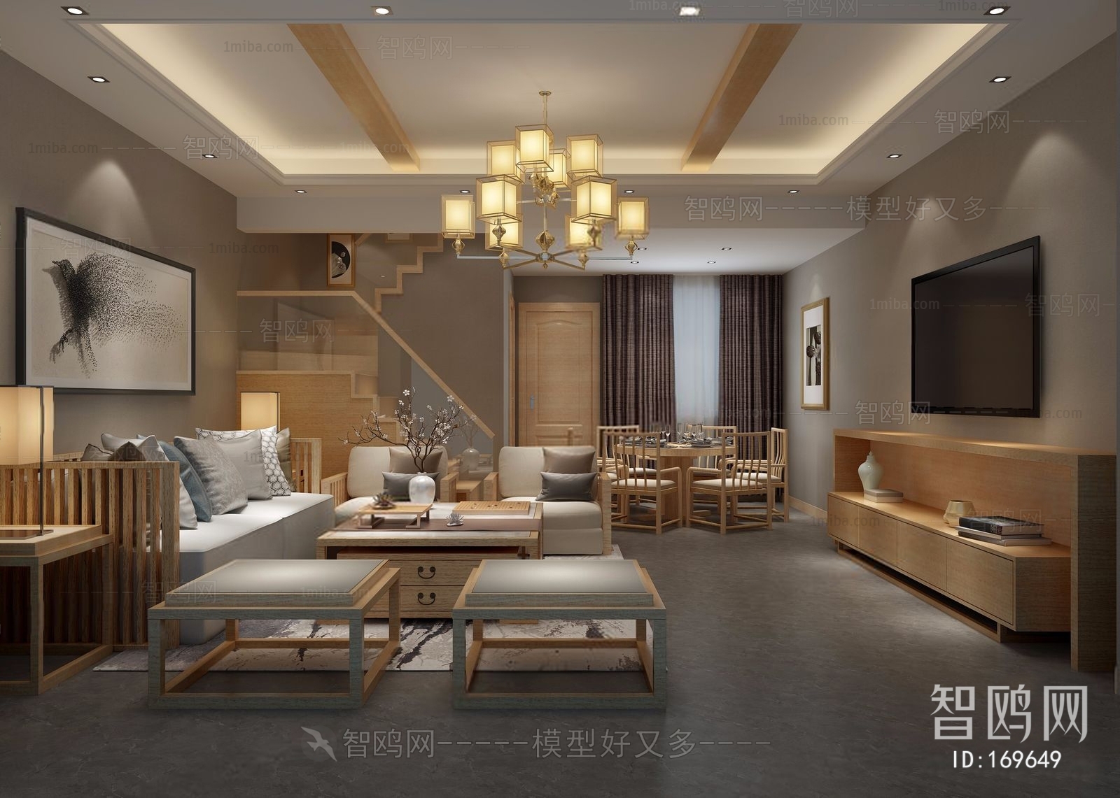 New Chinese Style A Living Room