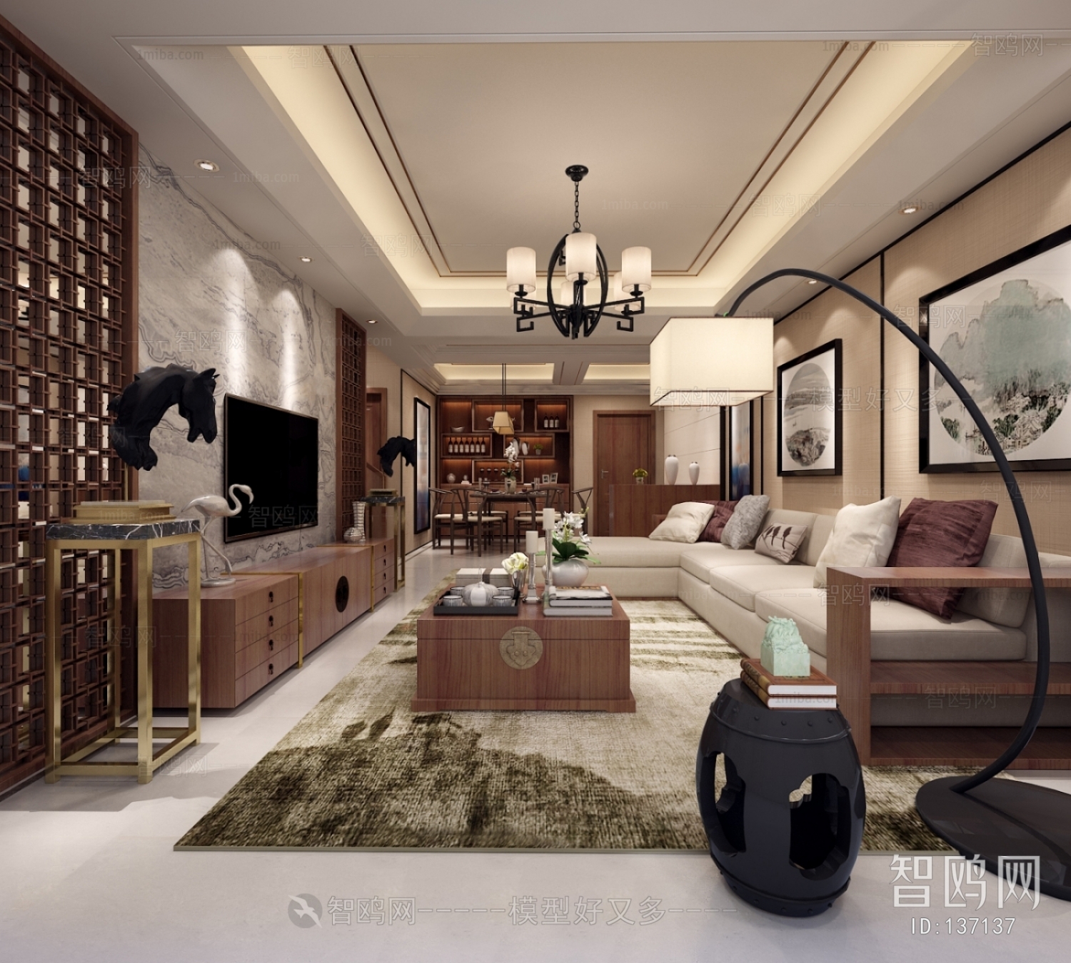 New Chinese Style A Living Room