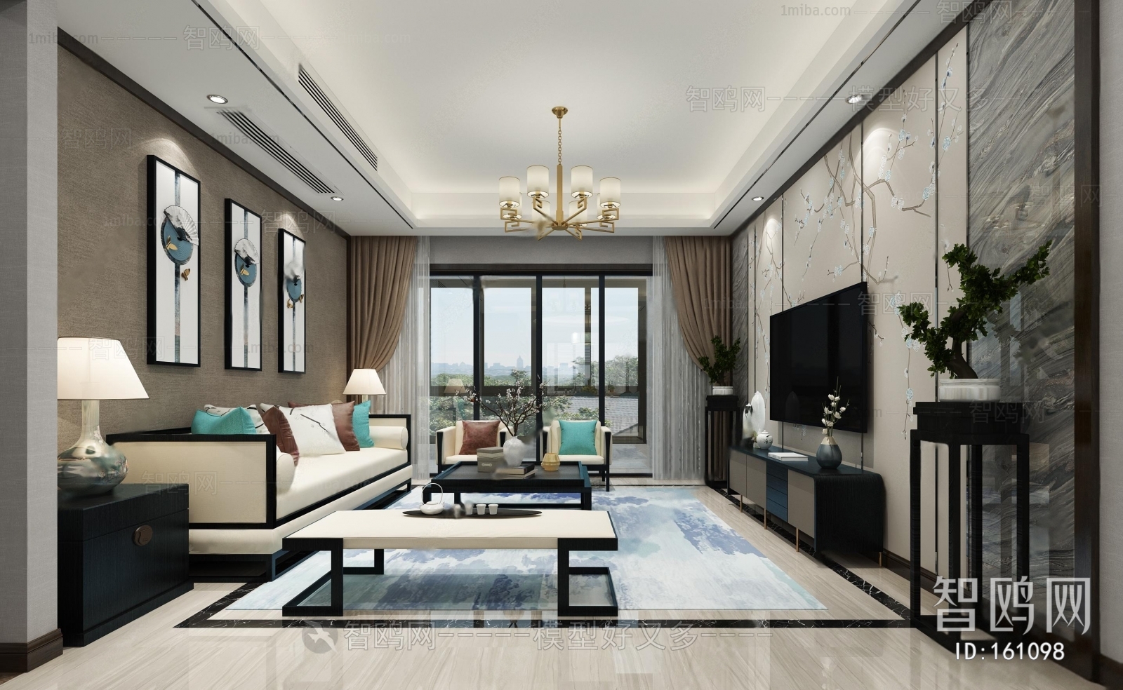 New Chinese Style A Living Room