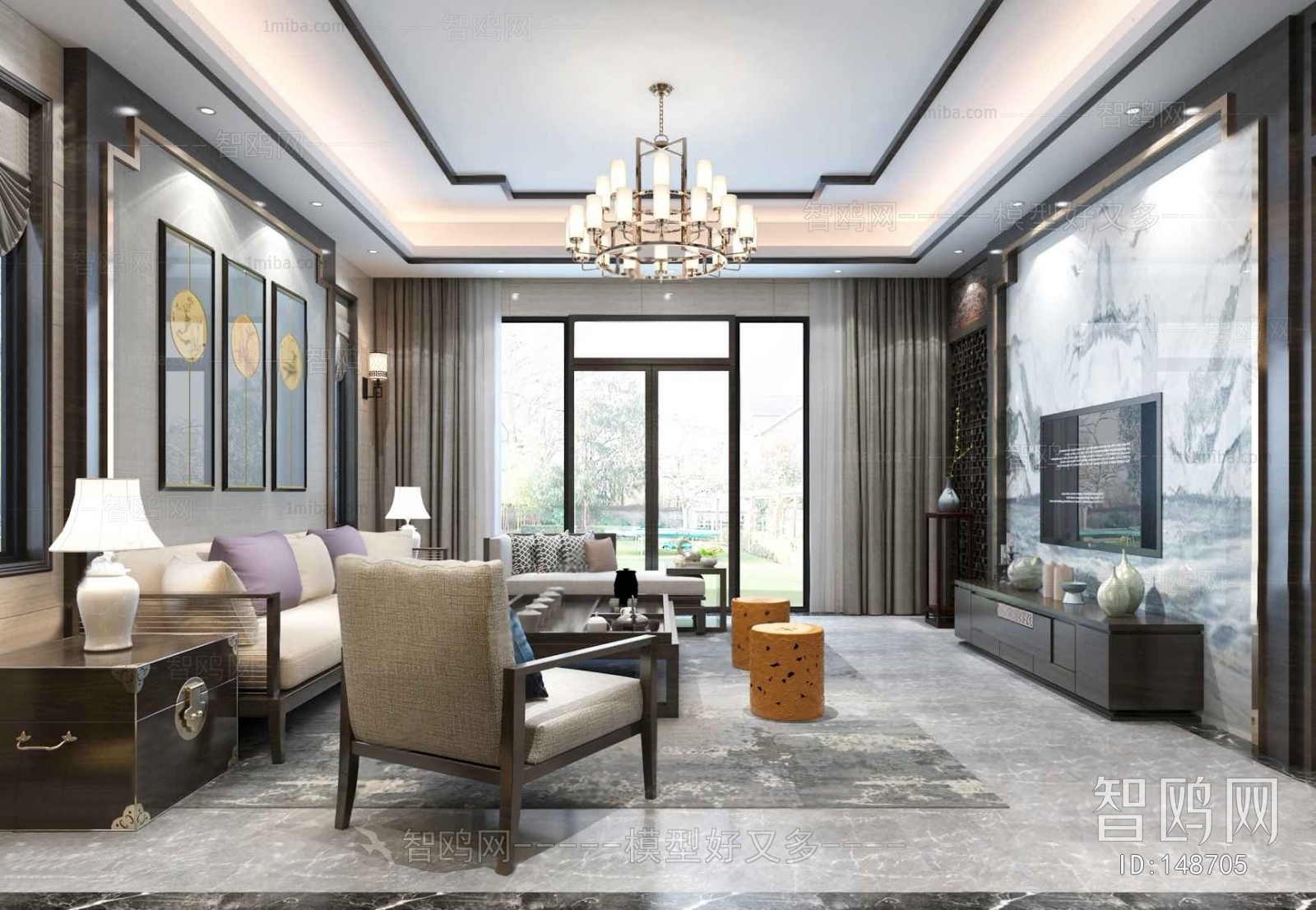 New Chinese Style A Living Room