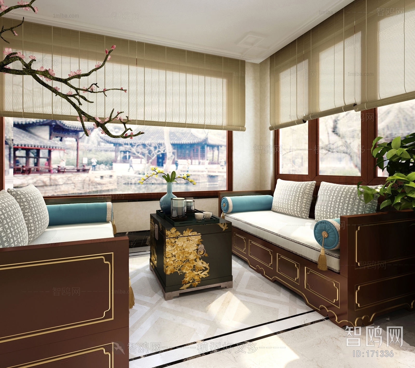 新中式红木休闲沙发茶几组合