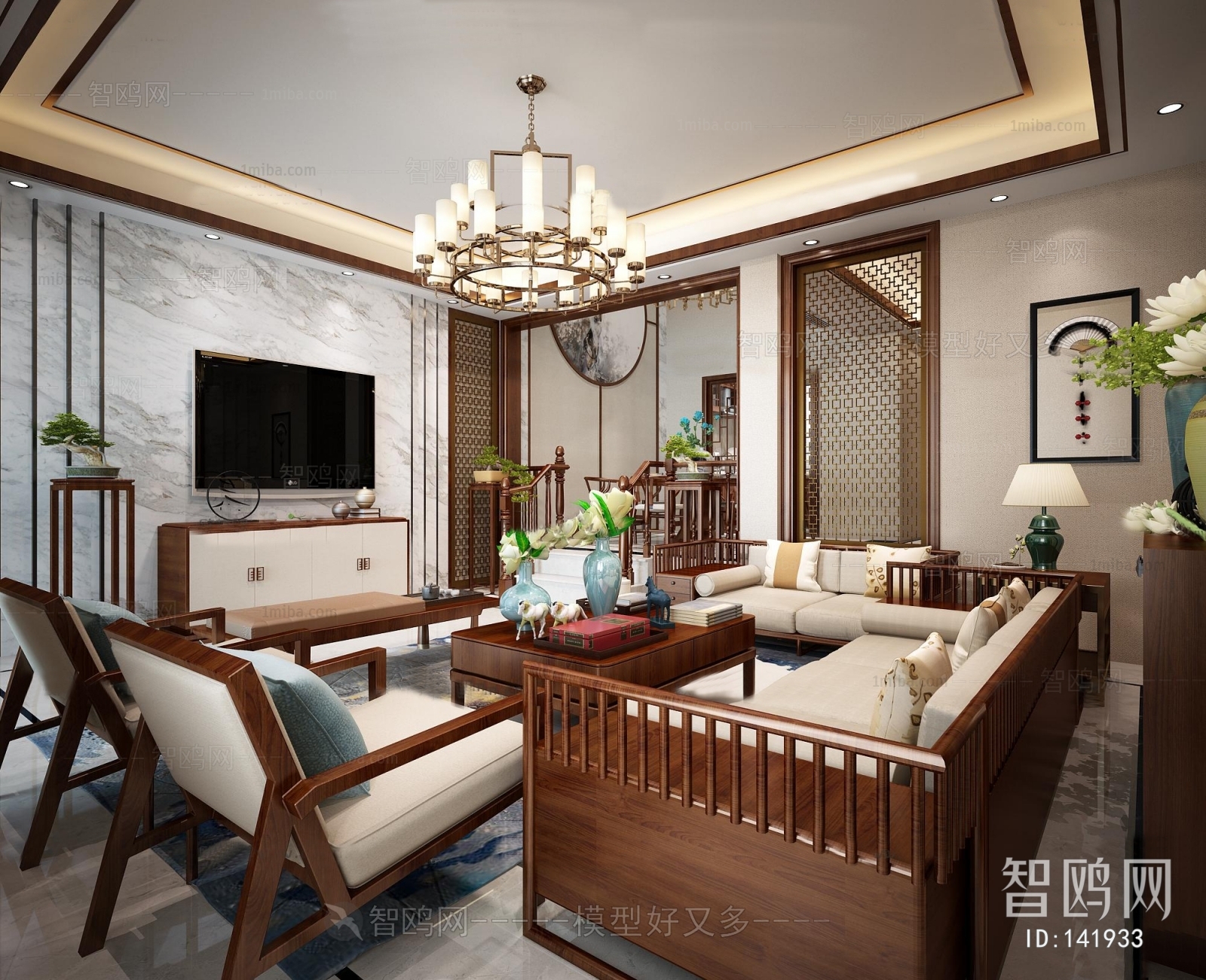 New Chinese Style A Living Room