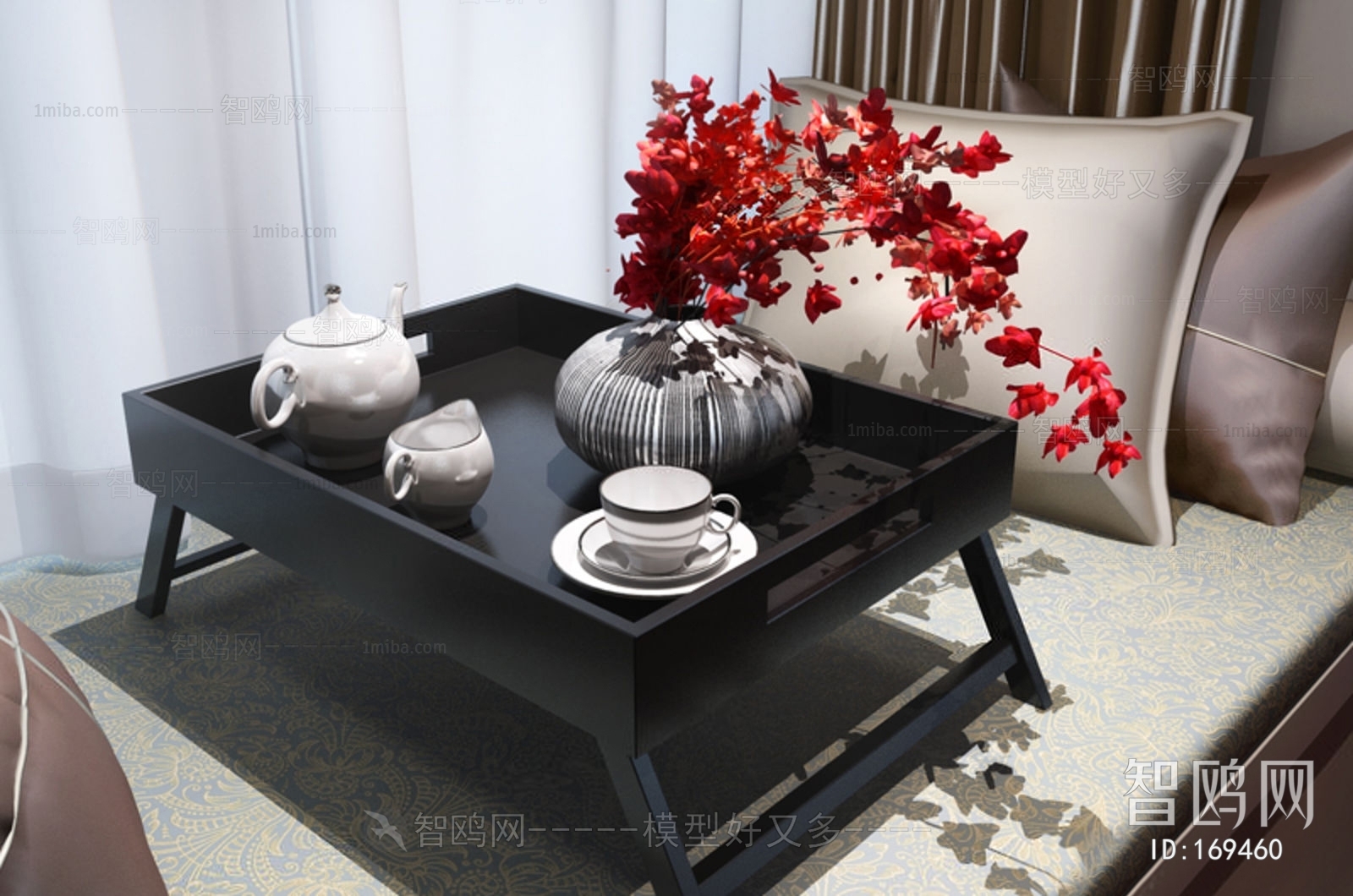 中式小品茶台茶具花瓶组合