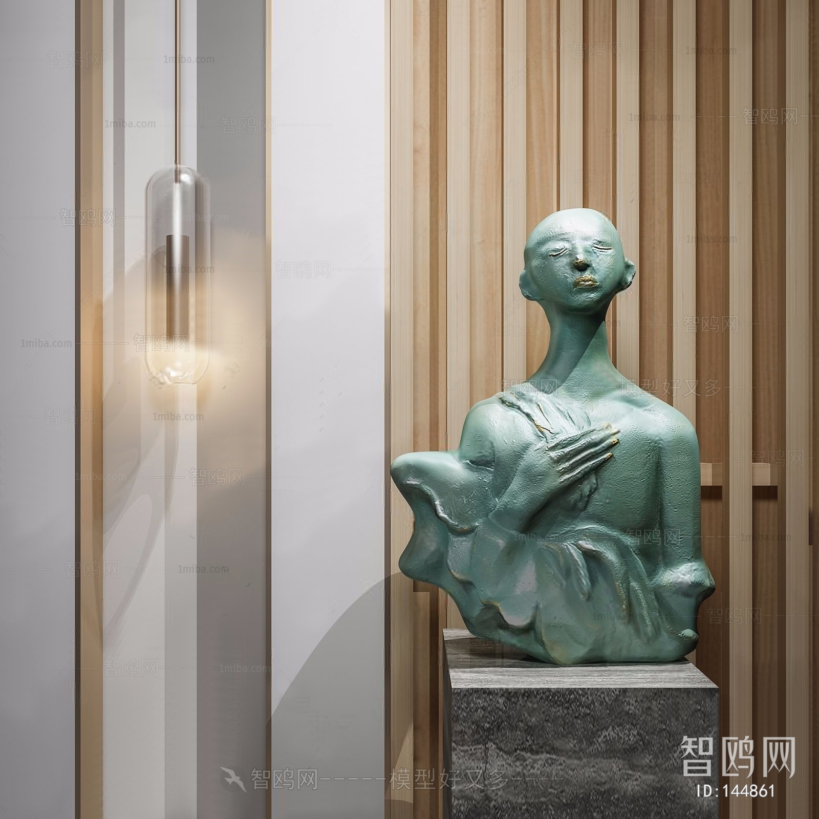新中式冥想人物雕塑