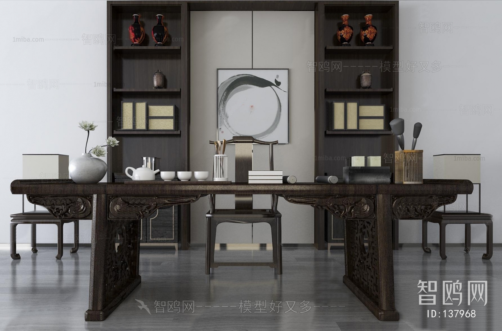 New Chinese Style Computer Desk And Chair