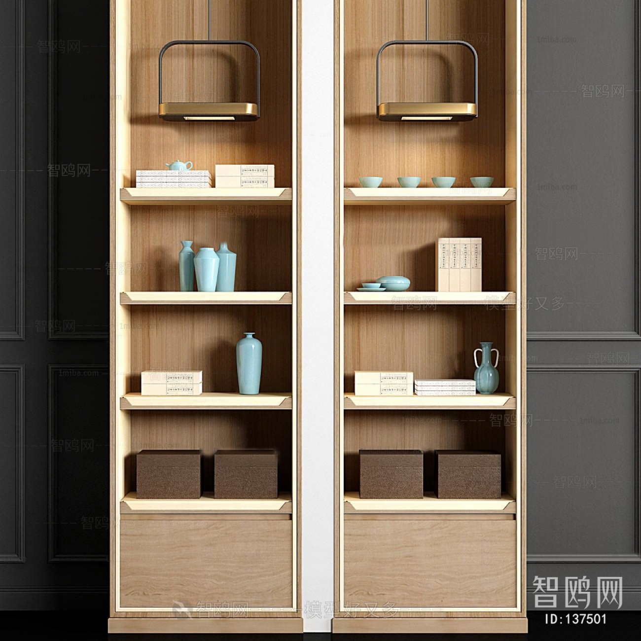新中式实木装饰柜书柜