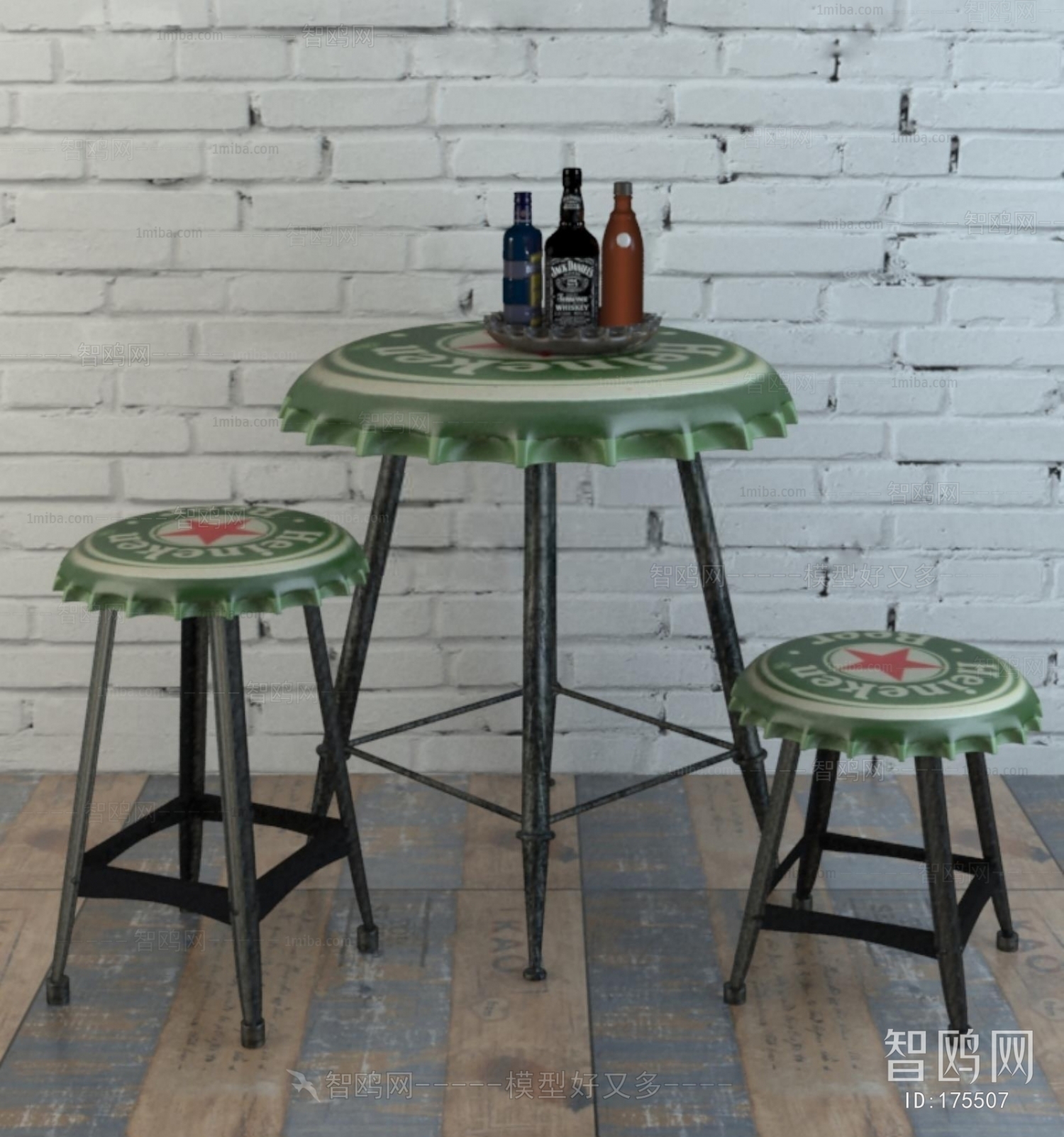 LOFT美式复古创意酒瓶盖桌椅