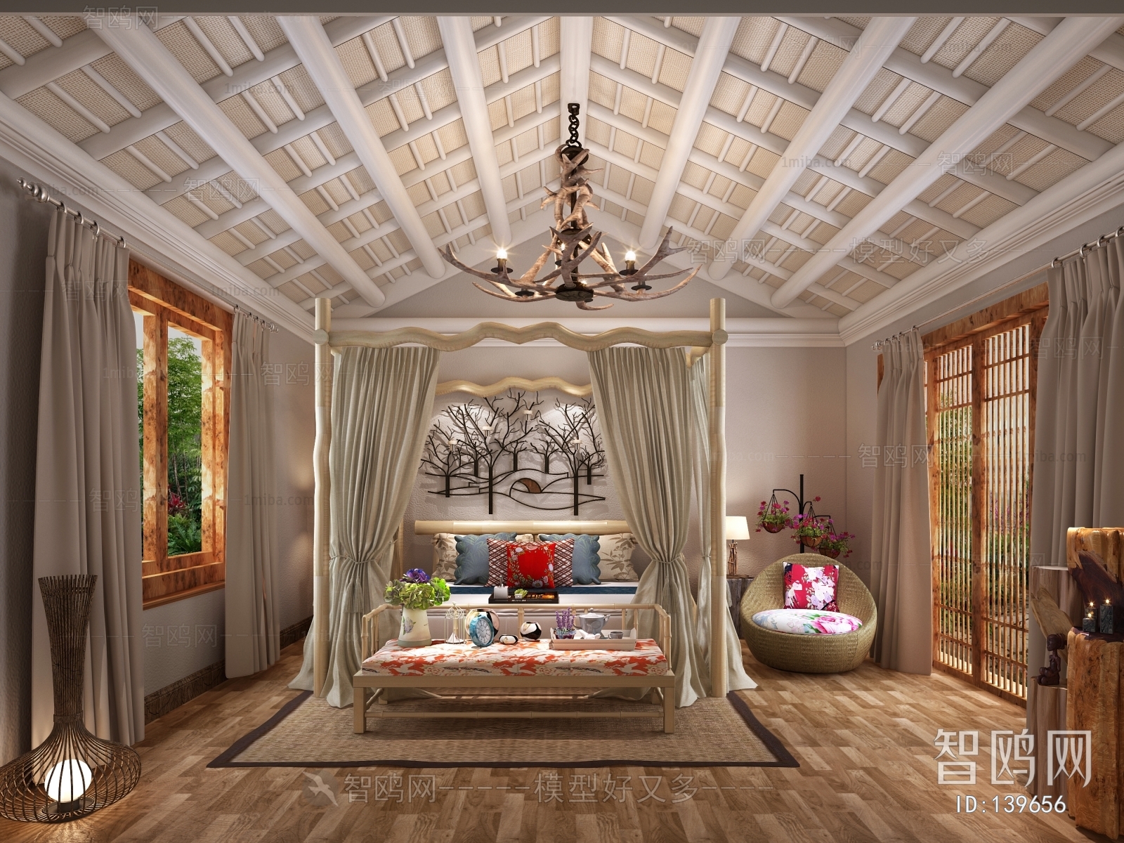 New Chinese Style Country Style Bedroom